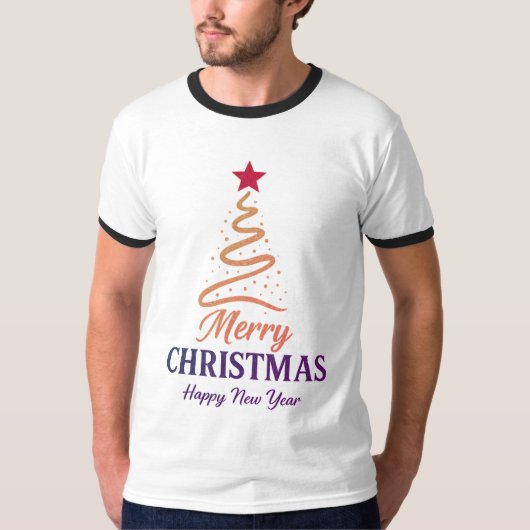 Retro bijpassende kerst ringtrui VS T-shirt (Voorkant)
