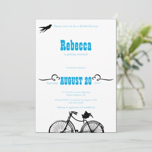 Retro Bike Bridal Shower Kaart (Staand voorkant)