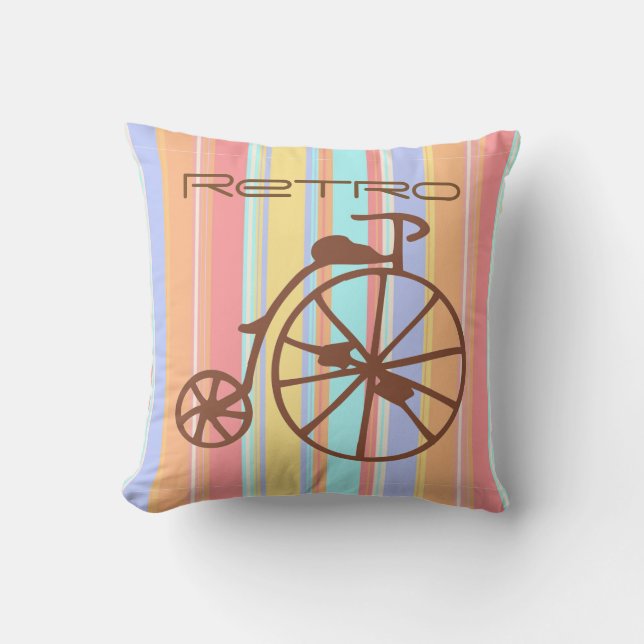 Retro Bike Polyester Sierkussen 16 x 16 inch (Voorkant)