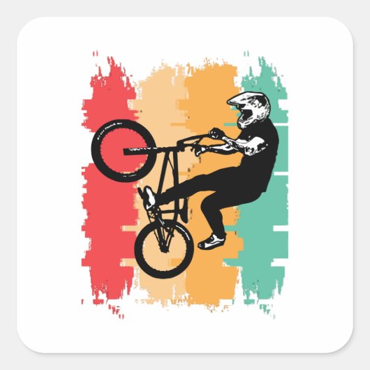 Retro Bike Vierkante Sticker (Voorkant)