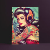 Retro Biker Girl Briefkaart