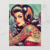 Retro Biker Girl Briefkaart (Voorkant)