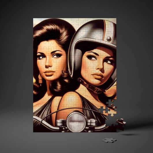 Retro Biker Meisjes Legpuzzel