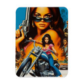 Retro Biker Meisjes Magneet (Verticaal)