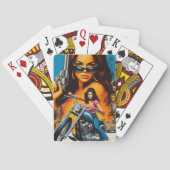 Retro Biker Meisjes Pokerkaarten (Achterkant)