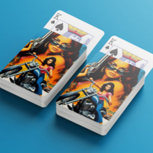 Retro Biker Meisjes Pokerkaarten