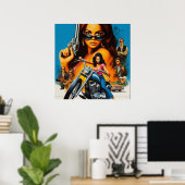 Retro Biker Meisjes Poster (Thuiskantoor)