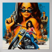 Retro Biker Meisjes Poster (Voorkant)