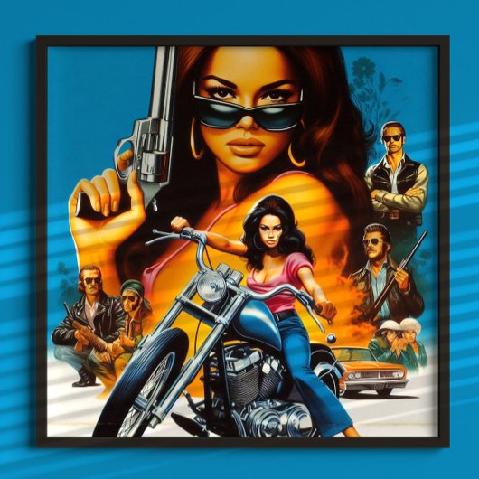Retro Biker Meisjes Poster