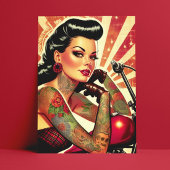 Retro Biker Pin-up Briefkaart