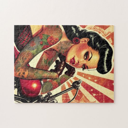 Retro Biker Pin-up Legpuzzel (Horizontaal)