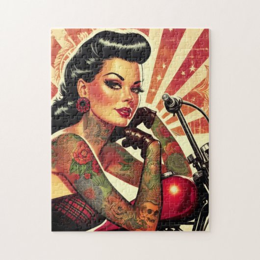 Retro Biker Pin-up Legpuzzel (Verticaal)