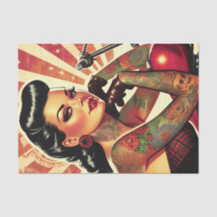 Retro Biker Pin-up Tissuepapier