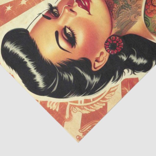 Retro Biker Pin-up Tissuepapier (Detail)