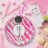 Retro Bikini Girl Birthday Pool Papieren Bordje (Feest)