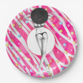 Retro Bikini Girl Birthday Pool Papieren Bordje (Voorkant)