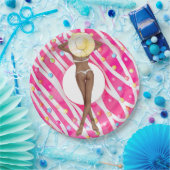 Retro Bikini Girl Birthday Pool Party Paper Bord (Feest)