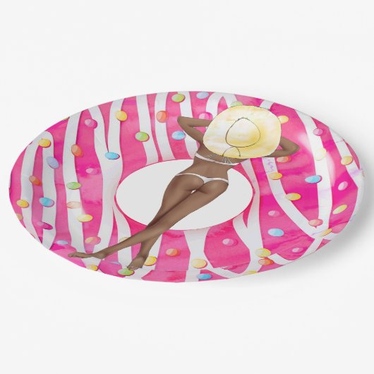 Retro Bikini Girl Birthday Pool Party Paper Bord (Gekanteld)
