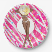 Retro Bikini Girl Birthday Pool Party Paper Bord (Voorkant)