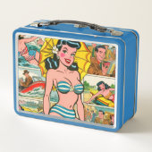 Retro Bikini Meisje Zomer Strips (Achterkant)