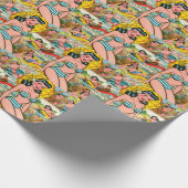 Retro Bikini Meisje Zomer Strips Cadeaupapier (Hoek)