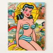 Retro Bikini Meisje Zomer Strips Planner (Achterkant)
