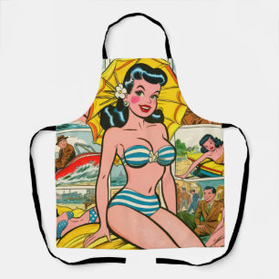 Retro Bikini Meisje Zomer Strips Schort