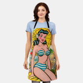 Retro Bikinimeisje Zomer Strips Schort (Gedragen)