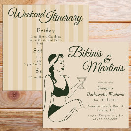 Retro Bikinis & Martinis Bachelorette Kaart