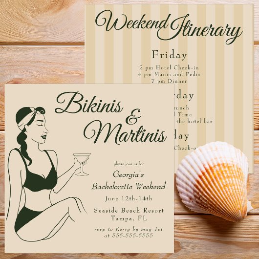 Retro Bikinis & Martinis Meidenavakantie Kaart