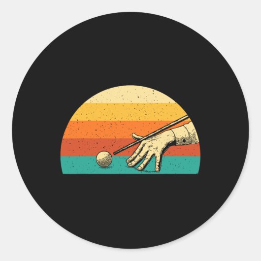 Retro biljart spel - 8 LL Pool speler naar Ronde Sticker (Voorkant)