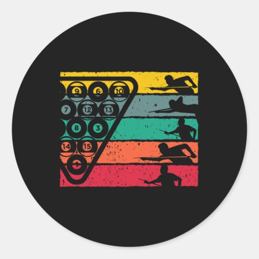 Retro biljart Sport Ronde Sticker (Voorkant)