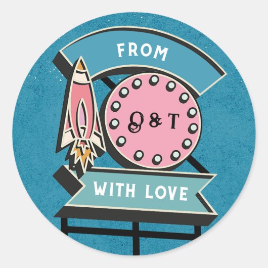 Retro Billboard Sign Weddenschap Classic Round Sti Ronde Sticker (Voorkant)