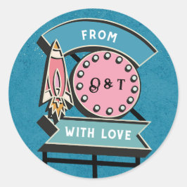 Retro Billboard Sign Weddenschap Classic Round Sti Ronde Sticker