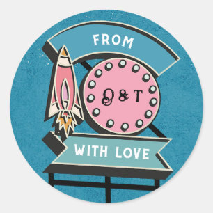 Retro Billboard Sign Weddenschap Classic Round Sti Ronde Sticker