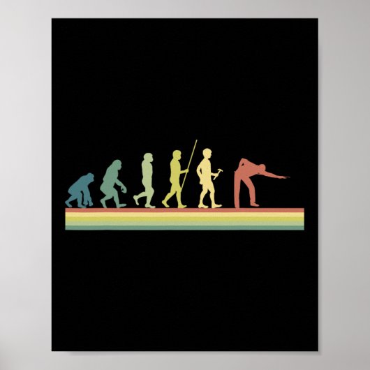 Retro Billiards Human Evolution Lover Gift Pool Sn Poster (Voorkant)