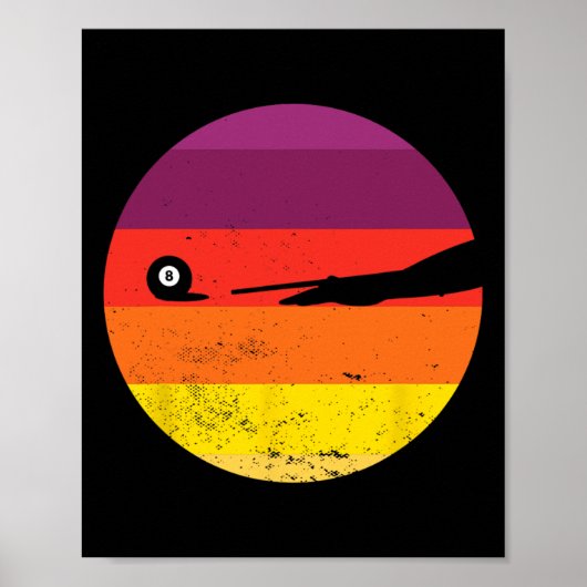 Retro Billiards Silhouette Pool Table Snooker Pyra Poster (Voorkant)