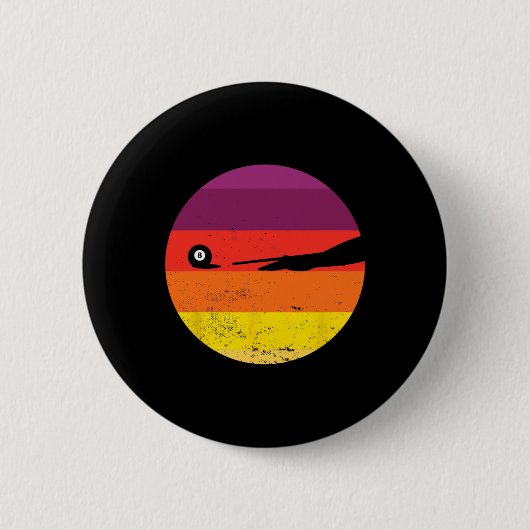 Retro Billiards Silhouette Pool Table Snooker Pyra Ronde Button 5,7 Cm (Voorkant)