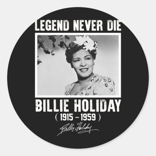 Retro Billie Holiday Handtekening Legends Ronde Sticker (Voorkant)