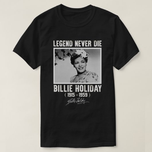 Retro Billie Holiday Handtekening Legends T-shirt (Design voorkant)