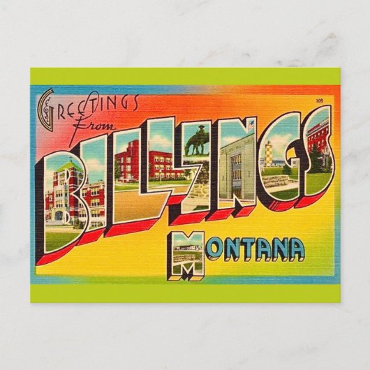 Retro Billings MT Greeting Briefkaart (Voorkant)