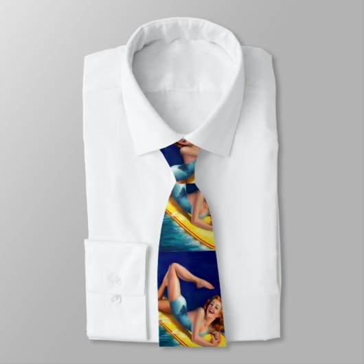 Retro Billy DeVorss Surfer Pinup meisje Stropdas (Gebonden)