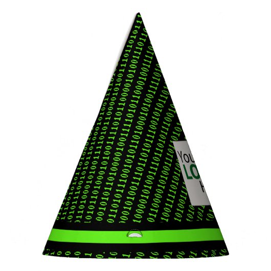 Retro Binary Code Green op Black Programmer Feesthoedjes (Links)