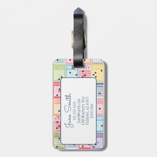Retro Bingo Bagagelabel (Achterkant verticaal)