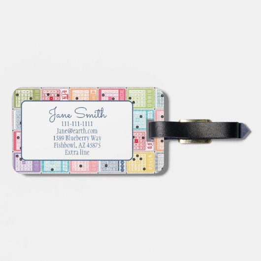 Retro Bingo Bagagelabel (Achterkant horizontaal)