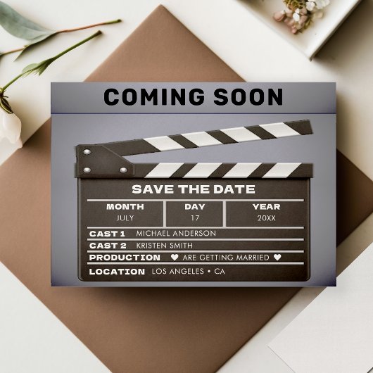 Retro Binnenkort Film Klap Board Bruiloft Save The Date