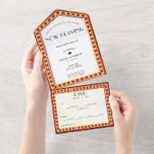 Retro Bioscoop Bioscoop Marquee Teken Bruiloft All In One Uitnodiging (Afscheurbaar)