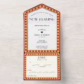 Retro Bioscoop Bioscoop Marquee Teken Bruiloft All In One Uitnodiging (Binnen)