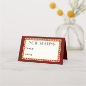 Retro Bioscoop Theater Marquee Teken Bruiloft Plaatskaartje (Voorkant)