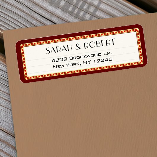 Retro Bioscoop Theater Marquee Teken Trouwadres Etiket